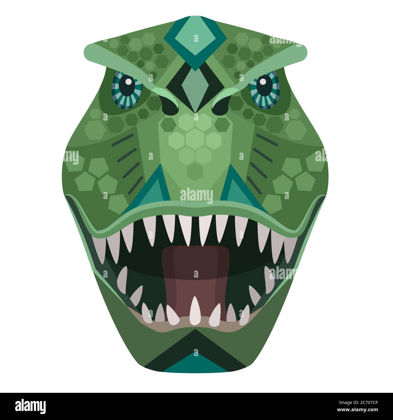 Angry t-rex Raptor Kopf Logo. Vektor dekoratives Emblem Stock Vektor