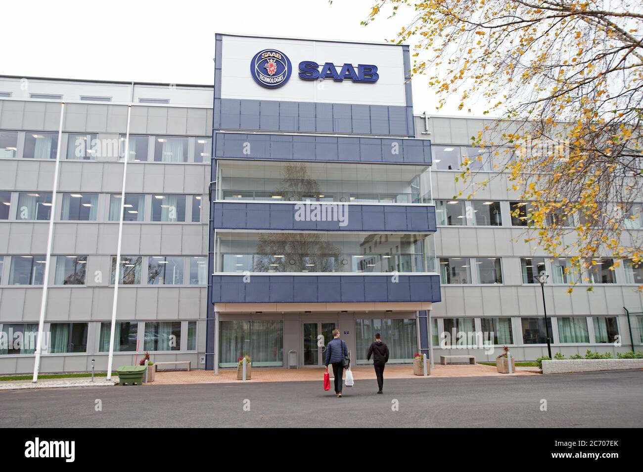 Linköping, Schweden 2018-09-28 das Airline- und Sicherheitsunternehmen Saab in Tannefors, Linköping. Hier wird unter anderem JAS 39 Gripen hergestellt. Foto Jeppe Gustafsson Stockfoto