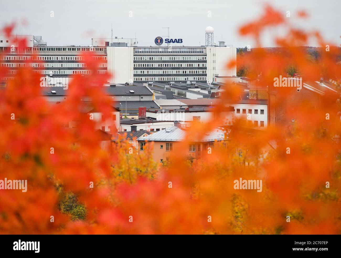 Linköping, Schweden 2018-09-28 das Airline- und Sicherheitsunternehmen Saab in Tannefors, Linköping. Hier wird unter anderem JAS 39 Gripen hergestellt. Foto Jeppe Gustafsson Stockfoto