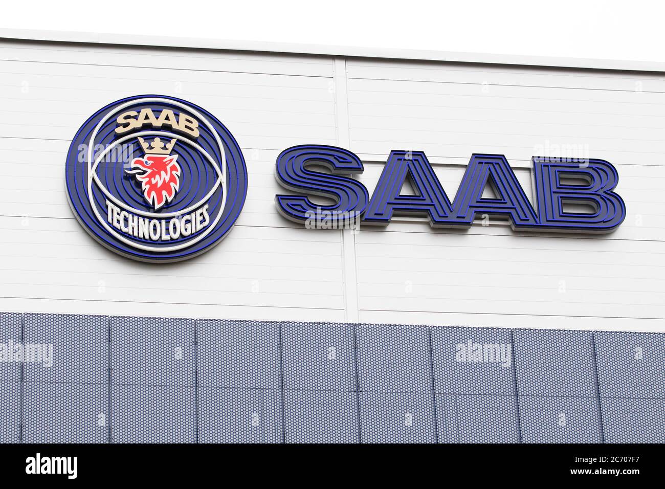 Linköping, Schweden 2018-09-28 das Airline- und Sicherheitsunternehmen Saab in Tannefors, Linköping. Hier wird unter anderem JAS 39 Gripen hergestellt. Foto Jeppe Gustafsson Stockfoto