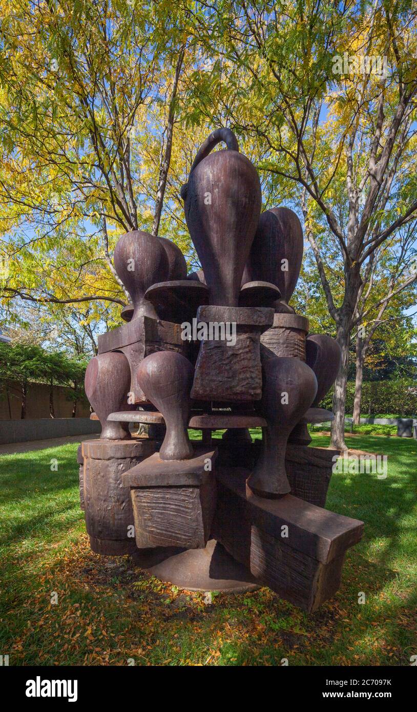 Subkomitee, Stahlskulptur, 1991, von Tony Cragg, Hirshhorn Museum and Sculpture Garden, Washington DC, USA Stockfoto