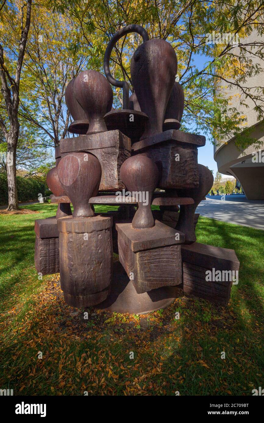 Subkomitee, Stahlskulptur, 1991, von Tony Cragg, Hirshhorn Museum and Sculpture Garden, Washington DC, USA Stockfoto