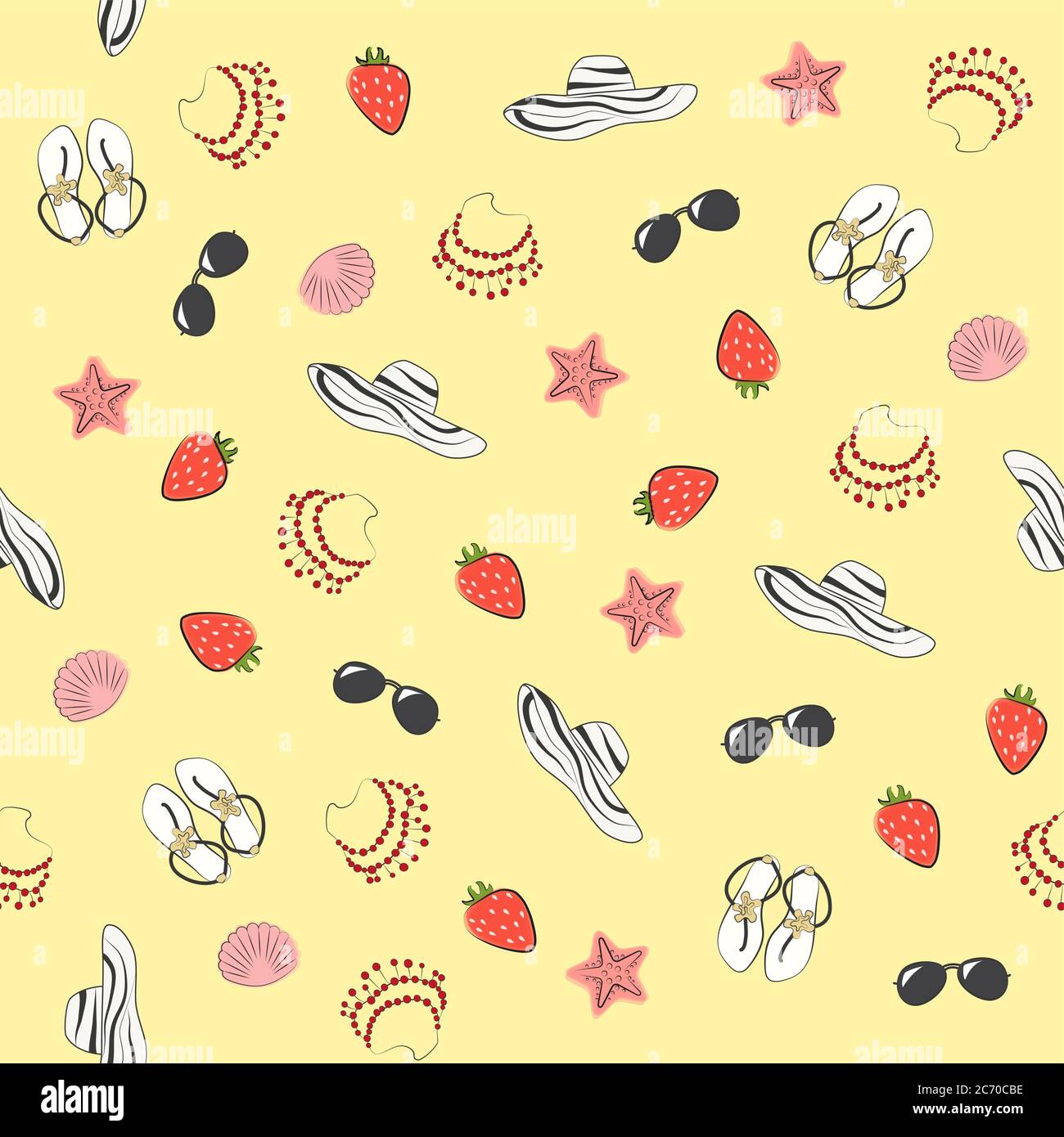 Nahtloses Muster für weibliche Kleidung für den Sommerurlaub gewidmet Stock Vektor