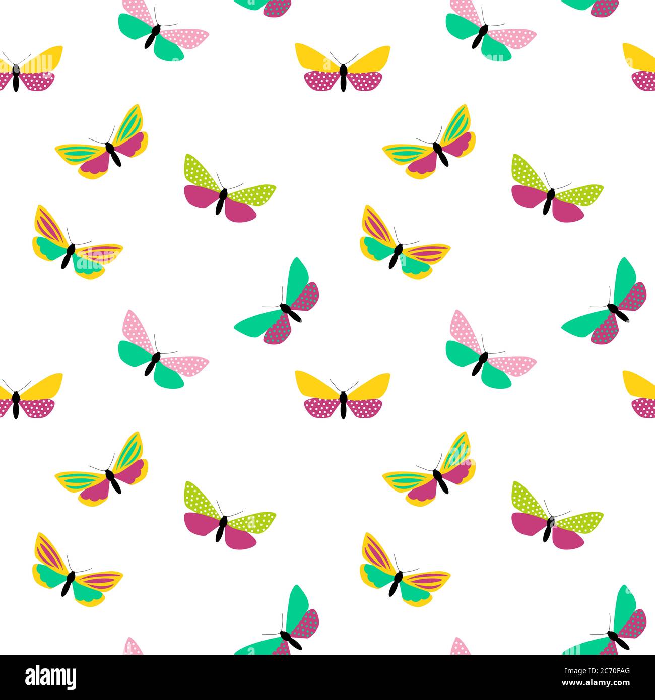 Abstrakt handgezeichnetes Schmetterling Nahtloses Muster. Vektorgrafik Stock Vektor