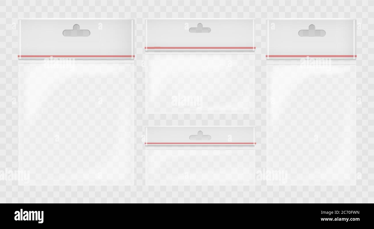 Vector Sammlung von realistischen Plastiktüten auf dem transparenten Alpha-Hintergrund Stock Vektor