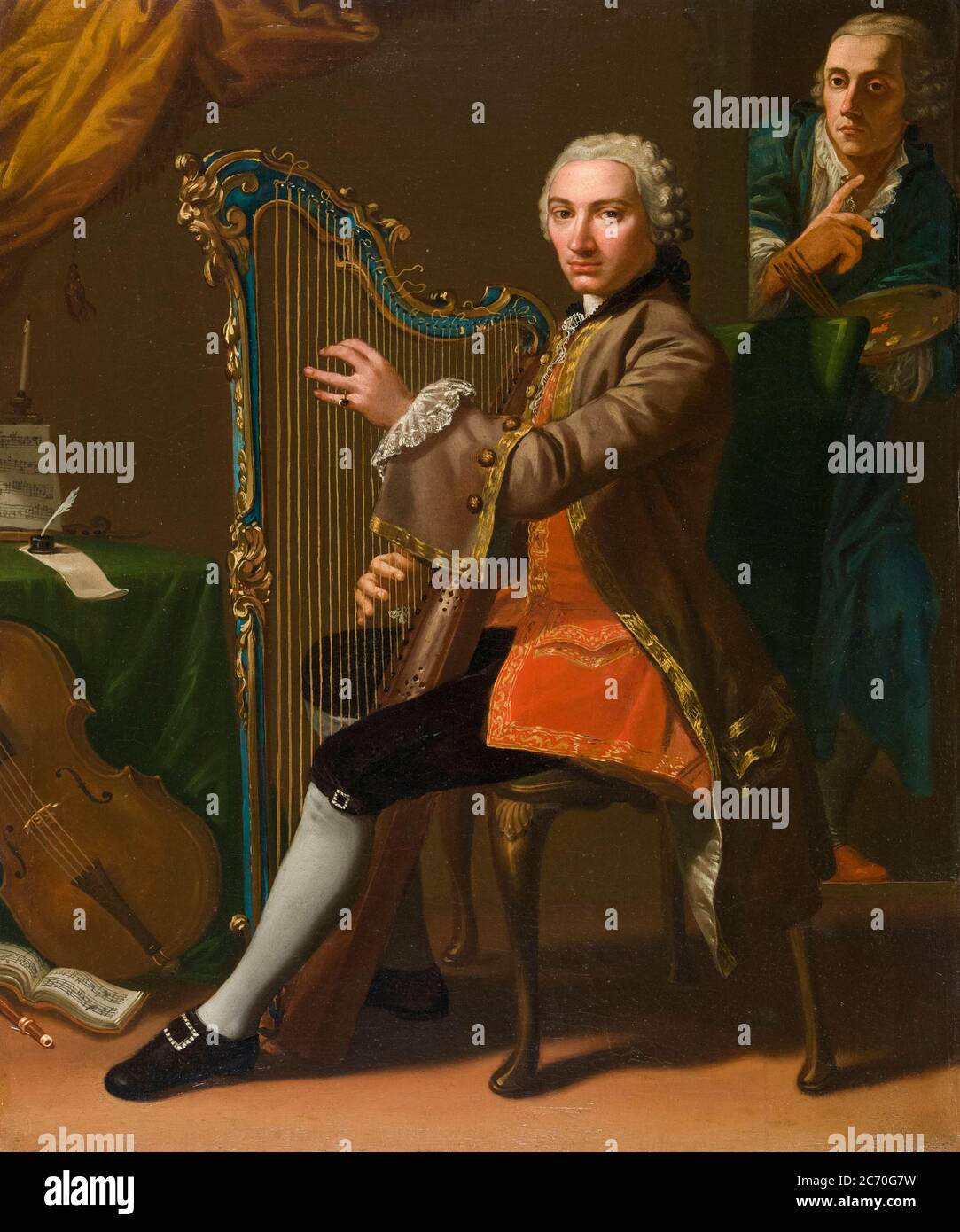 Giovanni Battista Tempesti (1729-1804), italienischer Maler und Cristiano Giuseppe Lidarti (1730-1795), österreichischer Komponist, Porträtmalerei von Nathaniel Dance, 1759-1760 Stockfoto