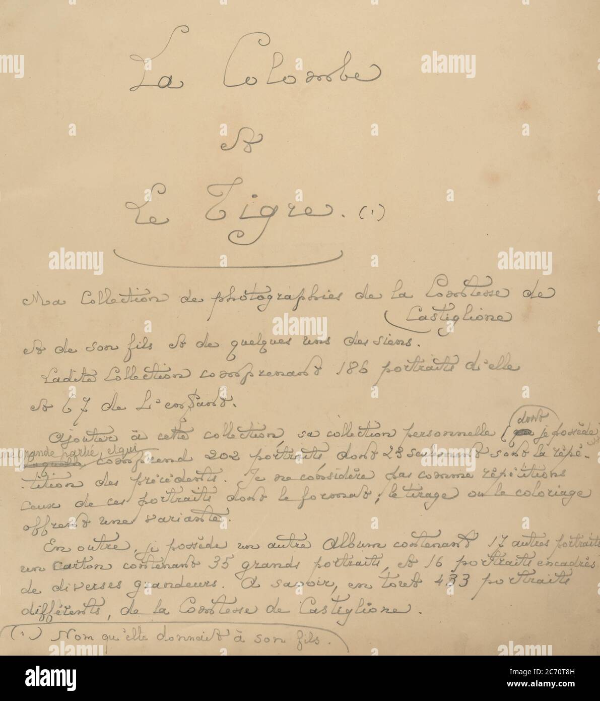 La Colombe und Le Tigre. MA Collection de photographies de la Comtesse de Castiglione, 1860er Jahre. Stockfoto