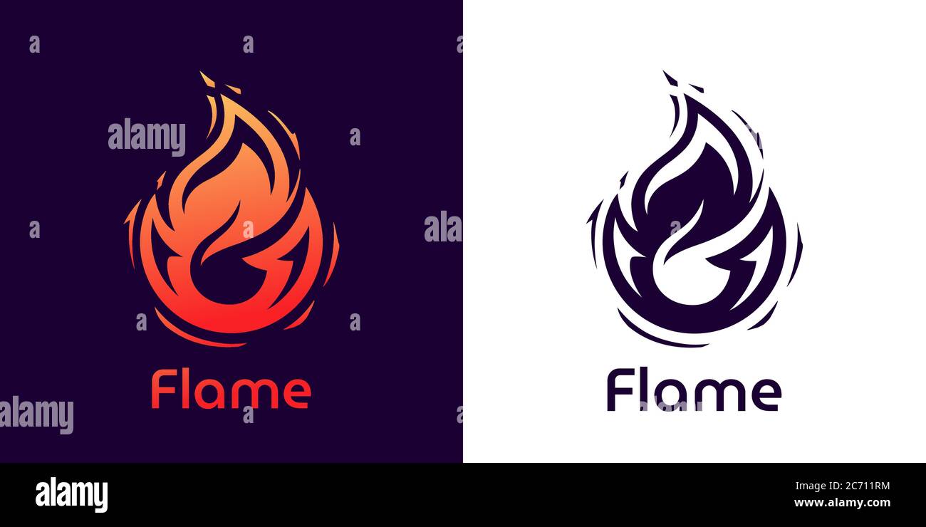 Logo „Fire Flame“. Flammendes Design. Hot-Symbol. Feuersymbol. Website-Seite und Mobile App Design-Element. Stock Vektor