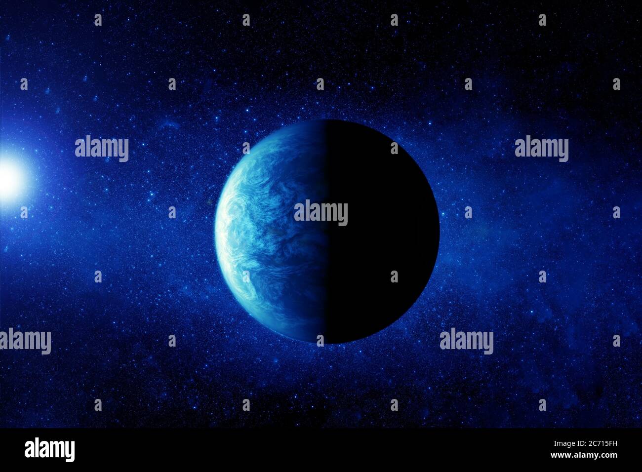 Exoplanet im tiefen Raum. In blau. Elemente dieses Bildes wurden von der NASA eingerichtet. Stockfoto