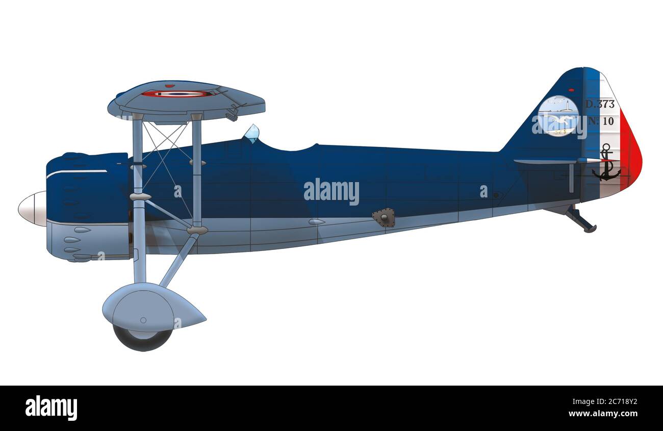 Die in Cherbourg 1939 für die Ausbildung verwendete Trägerjägerin Dewoitine D.373 (Nr. 10) der französischen Marine Aviation Stockfoto