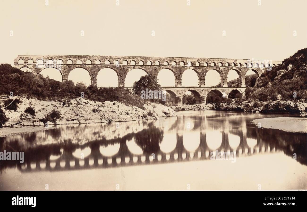 Pont du Gard, ca. 1861. Stockfoto