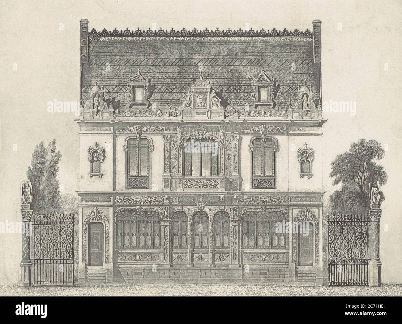 Maison &#xe9;lev&#xe9;e Rue St. Georges par M. Renaud, ca. 1841. Stockfoto