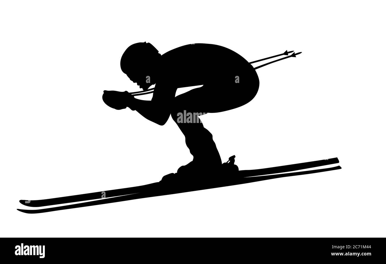 alpine Ski schwarz Silhouette Mann Sportler Skifahrer Stockfoto