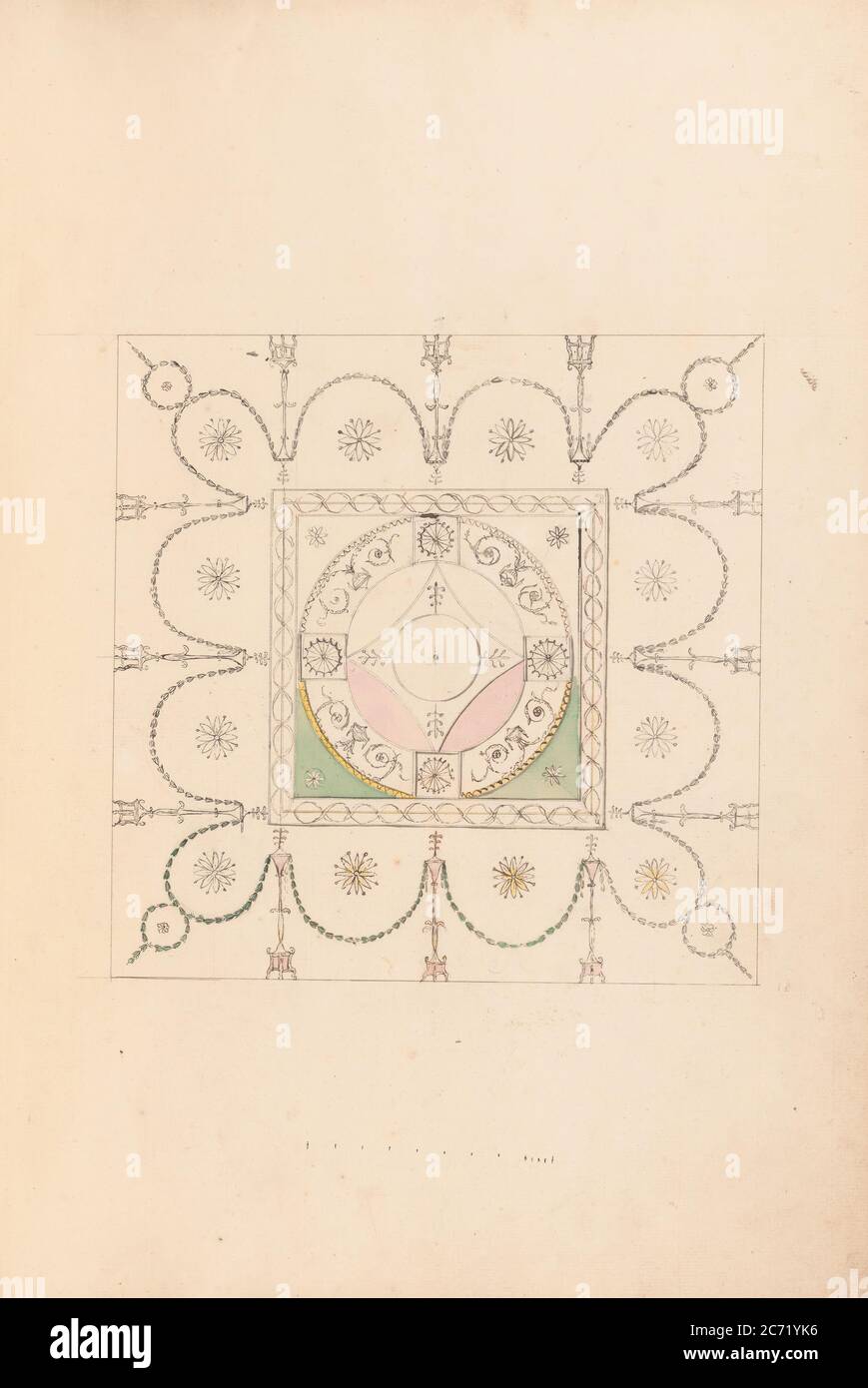 Entwurf für die Decke einer Schlafkammer im Goodwood House, Sussex, ca. 1800. Stockfoto
