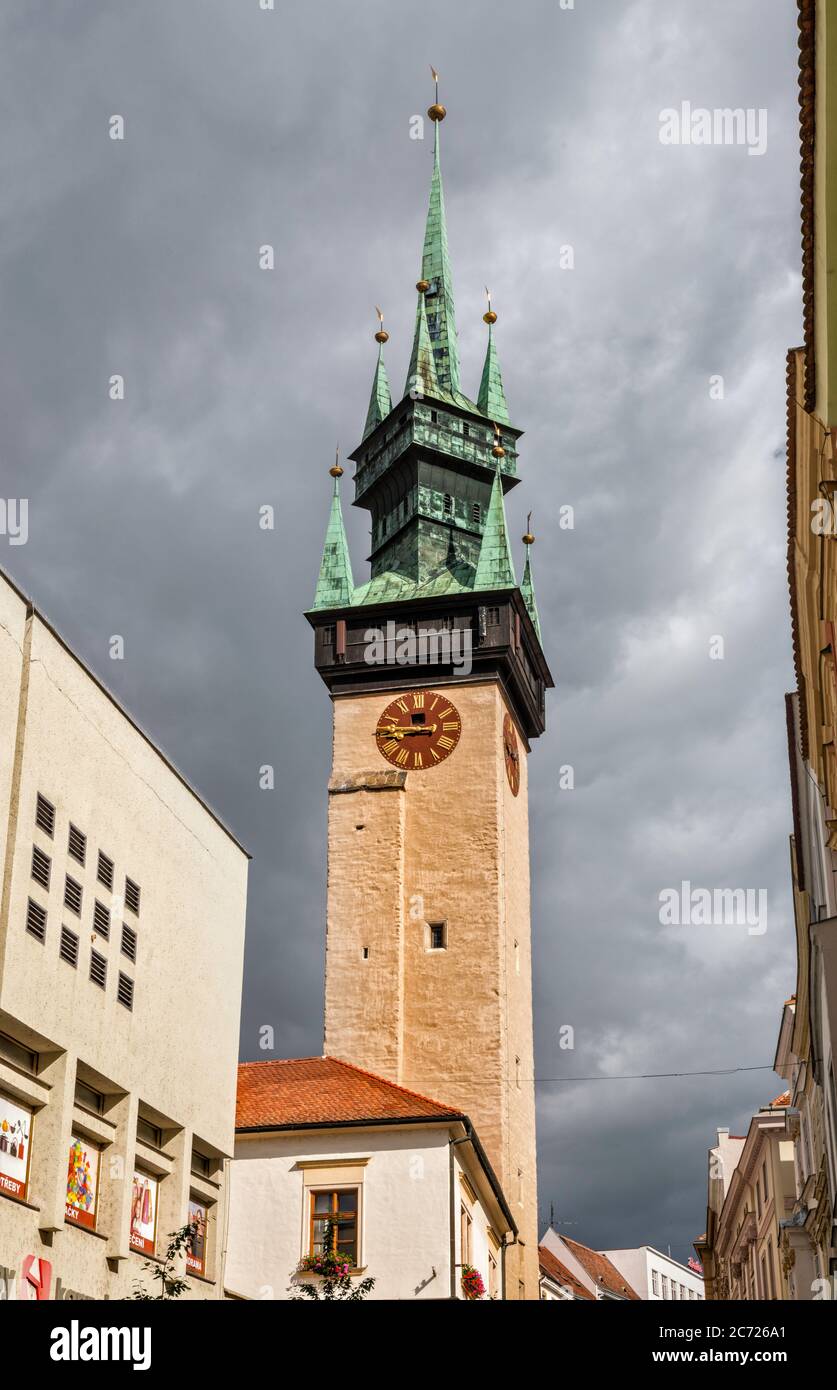 Spätgotischer Rathausturm in Znojmo, Mähren, Südmährische Region, Tschechische Republik Stockfoto