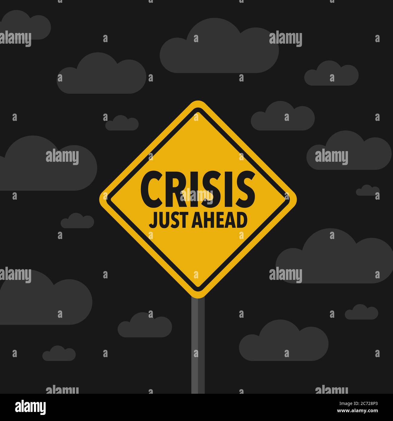 Krise vor Zeichen in einem Regen Sturm Konzept für finanzielle Probleme, Risiken und wirtschaftlichen depression Stock Vektor