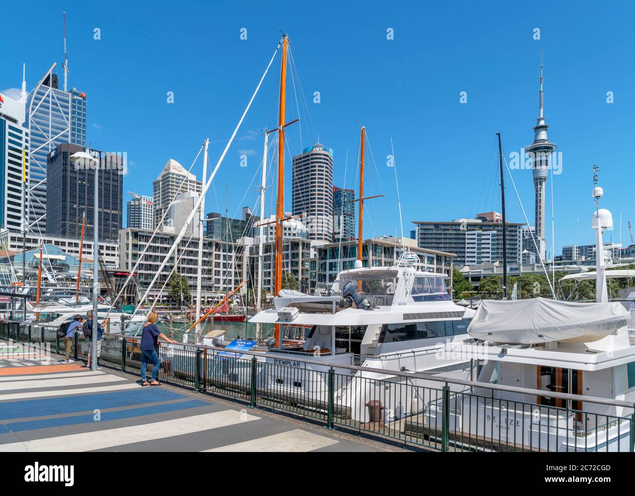 Skyline des Central Business District von Viaduct Harbour, Auckland, Neuseeland Stockfoto