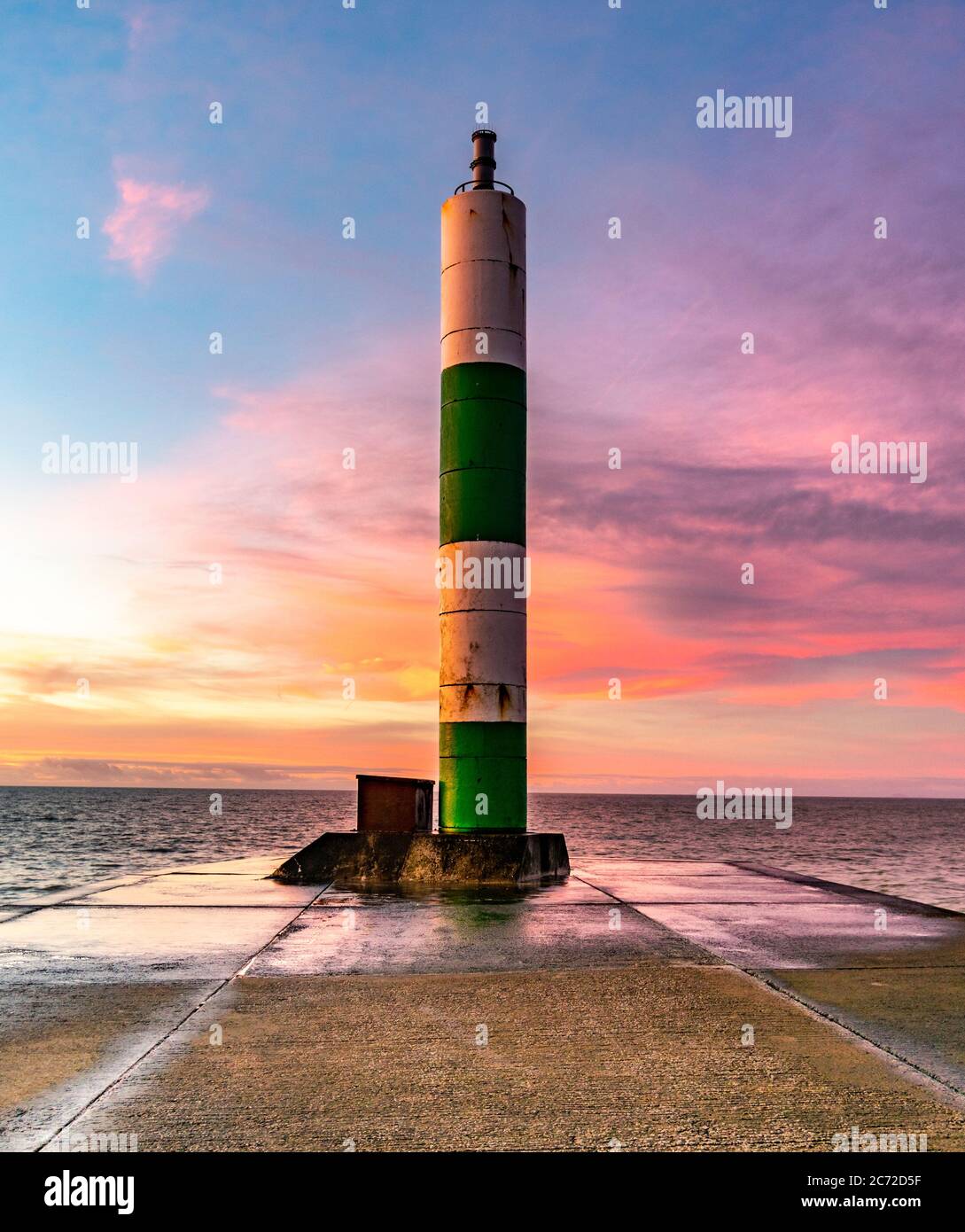 Aberystwyth Harbour Sonnenuntergang Stockfoto