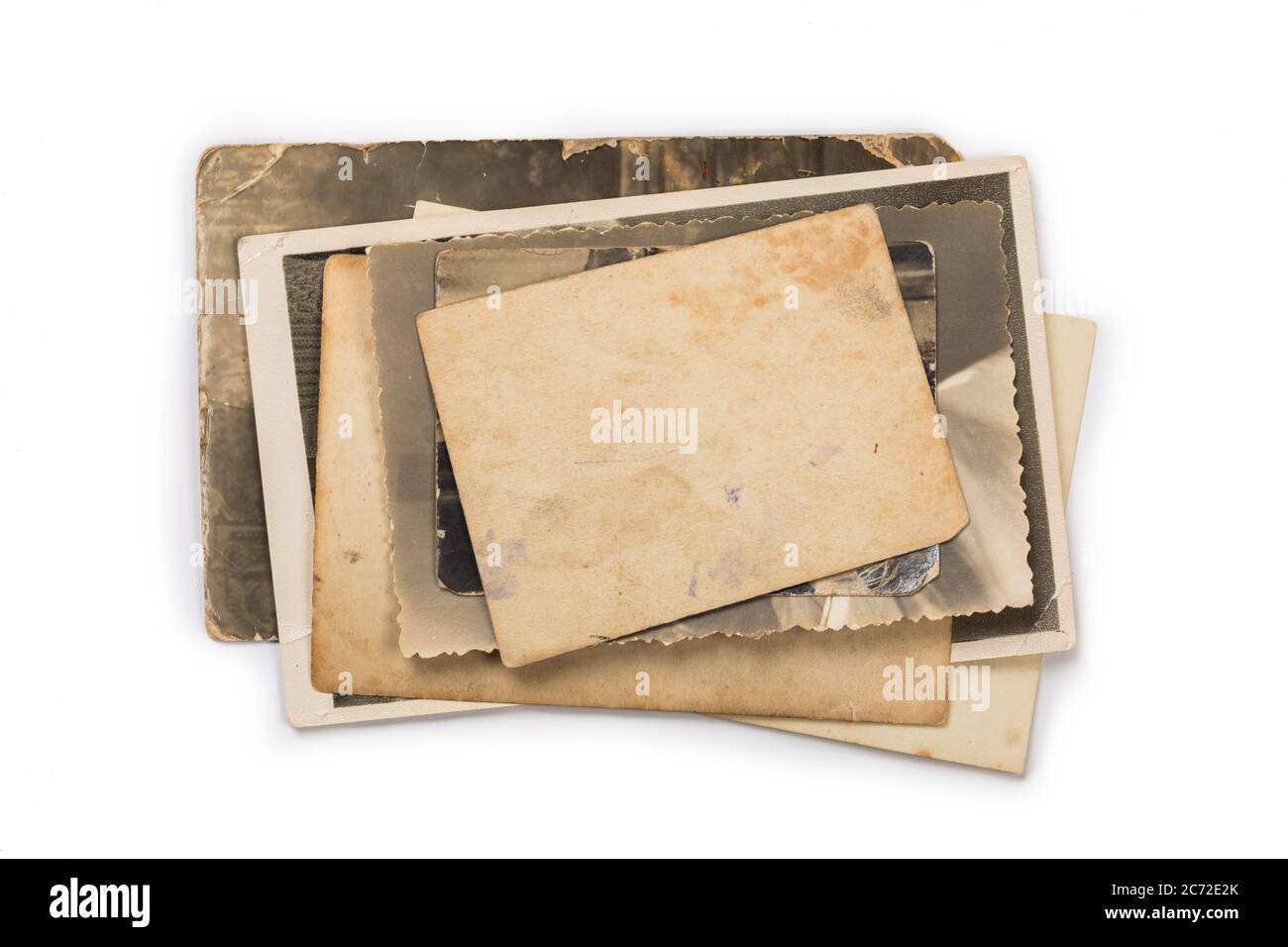 Stapel alter Fotos mit Beschneidungspfad für die Innenseite Stockfoto