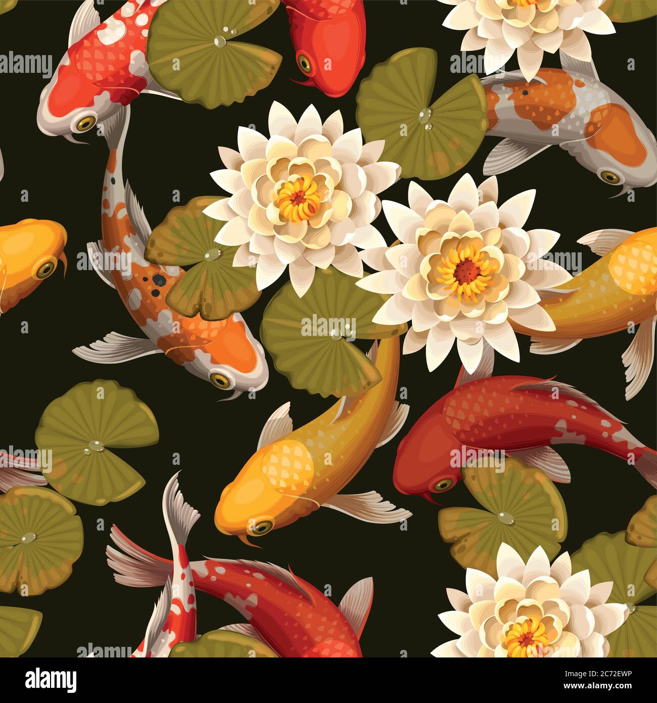 Nahtlose Karpfen und Lotus Stock Vektor
