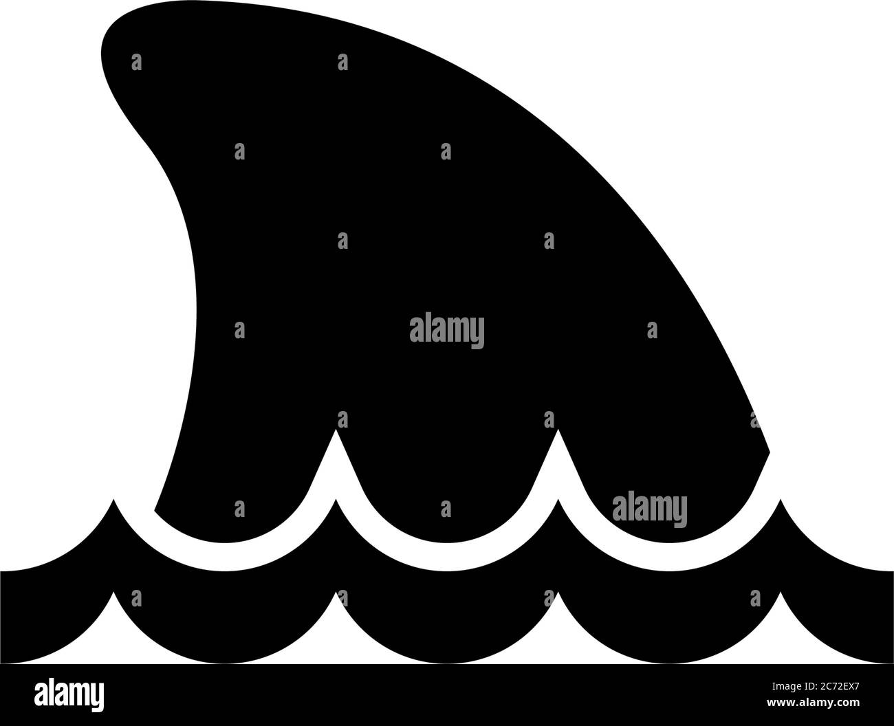 Hai Fin im Wasser, Meer oder Meer Predator. Abbildung des Symbols für flache Vektorgrafik. Einfaches schwarzes Symbol auf weißem Hintergrund. Hai Fin im Wasser, Sea Predator si Stock Vektor