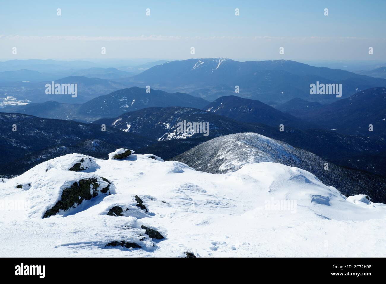 Mount Marcy Summit im Winter, Van Hoevenberg Trail, Adirondack Mountains, Eastern High Peaks, Snow, Winter, Adirondack Park, ADK, New York Stockfoto