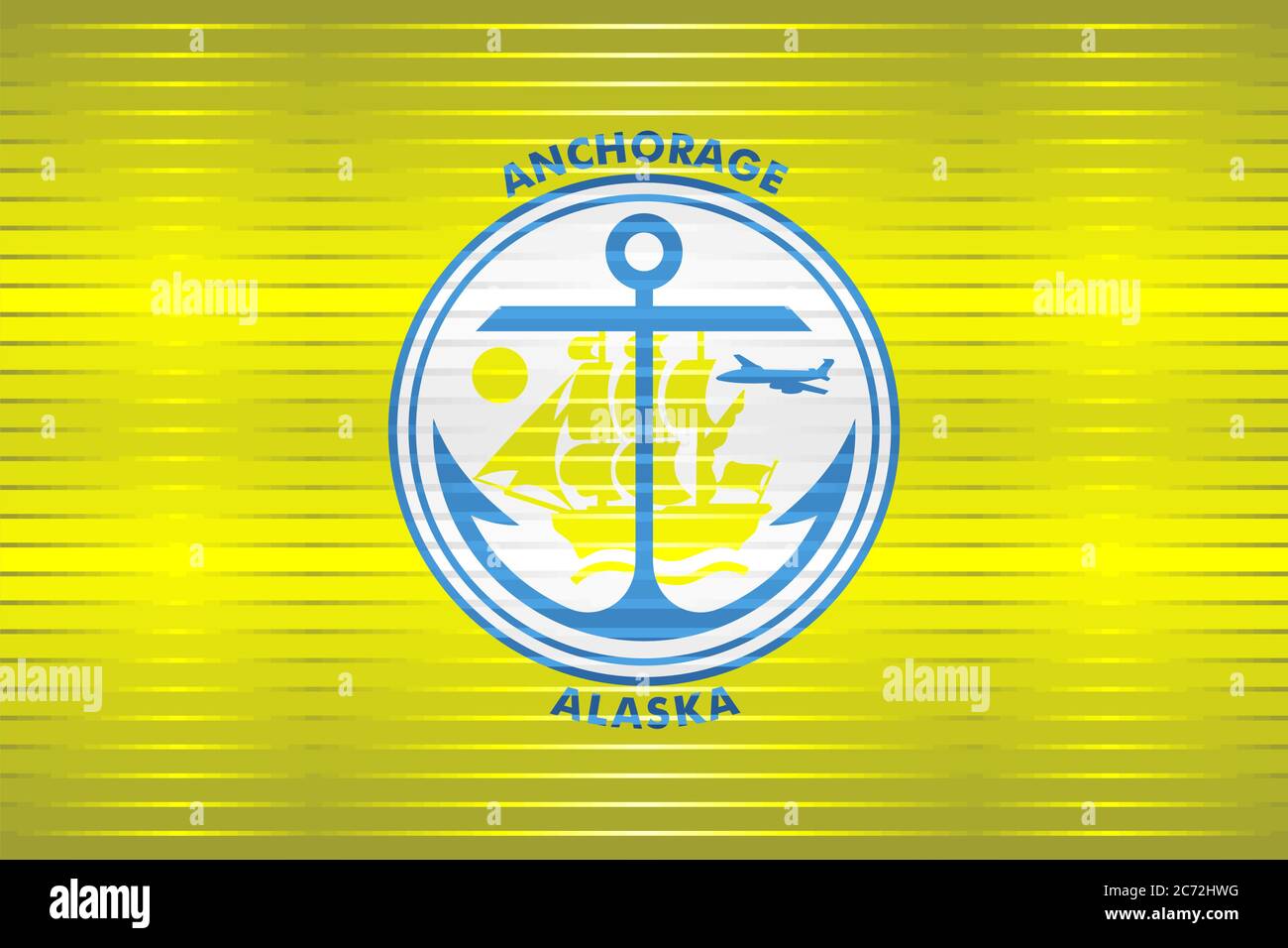 Glänzende Grunge-Flagge der Anchorage - Illustration, dreidimensionale Flagge der Anchorage Stock Vektor