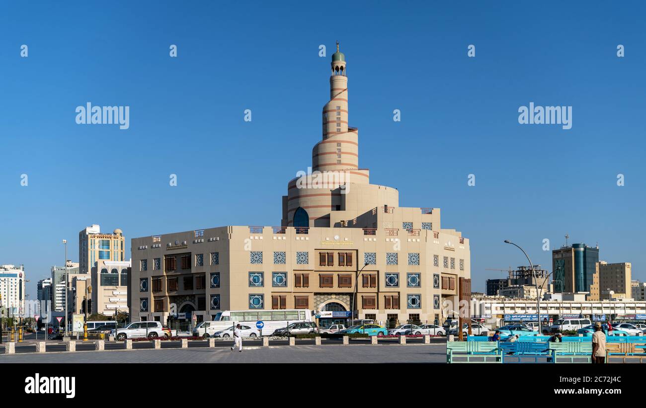 Doha, Katar - Februar 2019: Al Fanar Moschee, die Spiral Moschee genannt wird Stockfoto