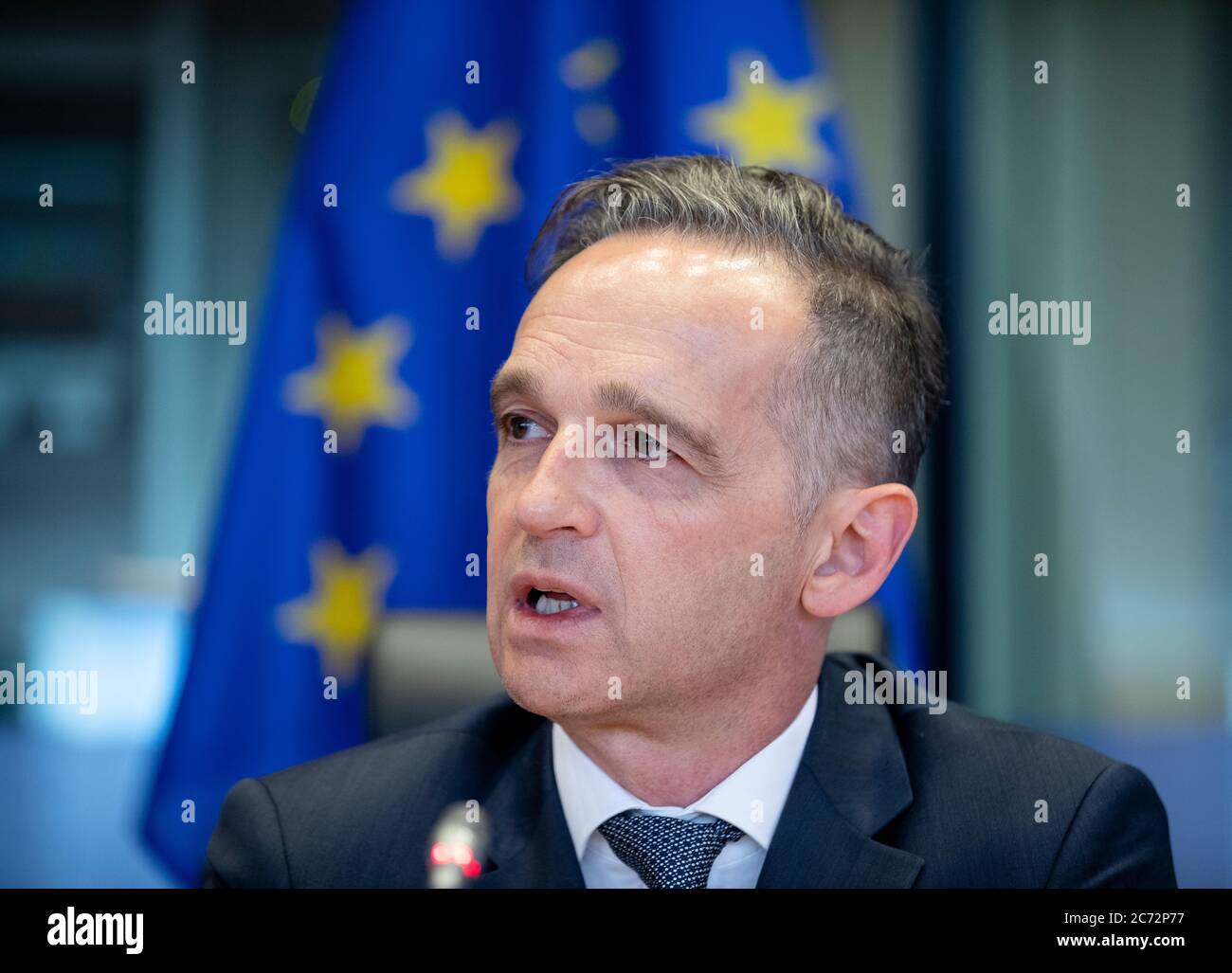 13. Juli 2020, Belgien, Brüssel: 13.07.2020, Belgien, Brüssel: Bundesaußenminister Heiko Maas, erläutert am 13. Juli 2020 im Gebäude des Europäischen Parlaments in Brüssel die Prioritäten der deutschen EU-Ratspräsidentschaft - KEIN DRAHT FOTO: Thierry Monasse/dpa Stockfoto