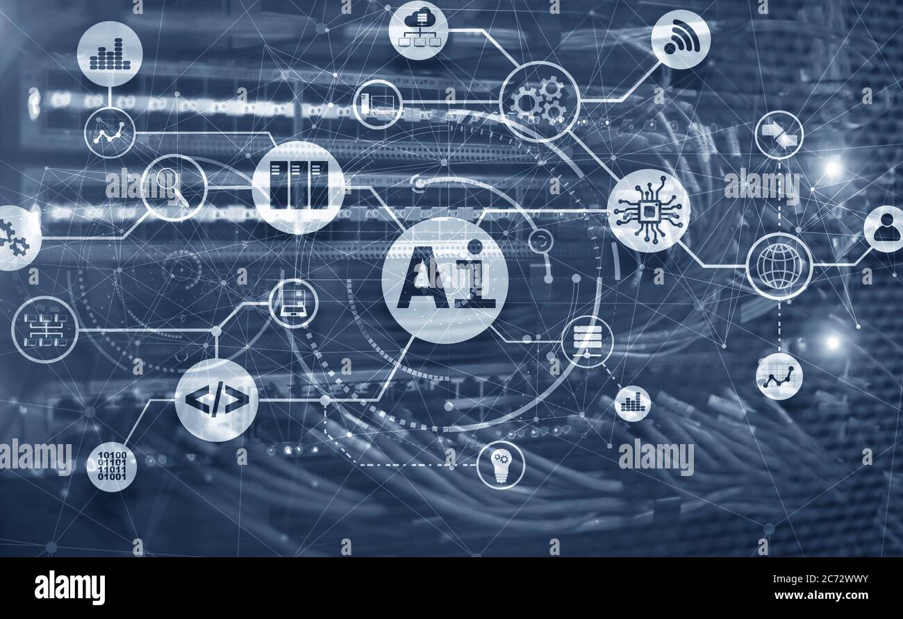 Künstliche Intelligenz. AI. Verschwommener Hintergrund Im Schulungsraum. Stockfoto