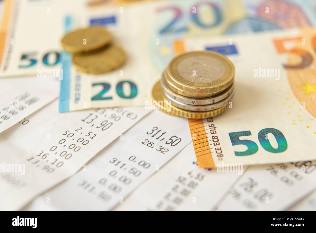 Geld und Einnahmen, gewöhnliche Lebenshaltungskosten Stockfoto