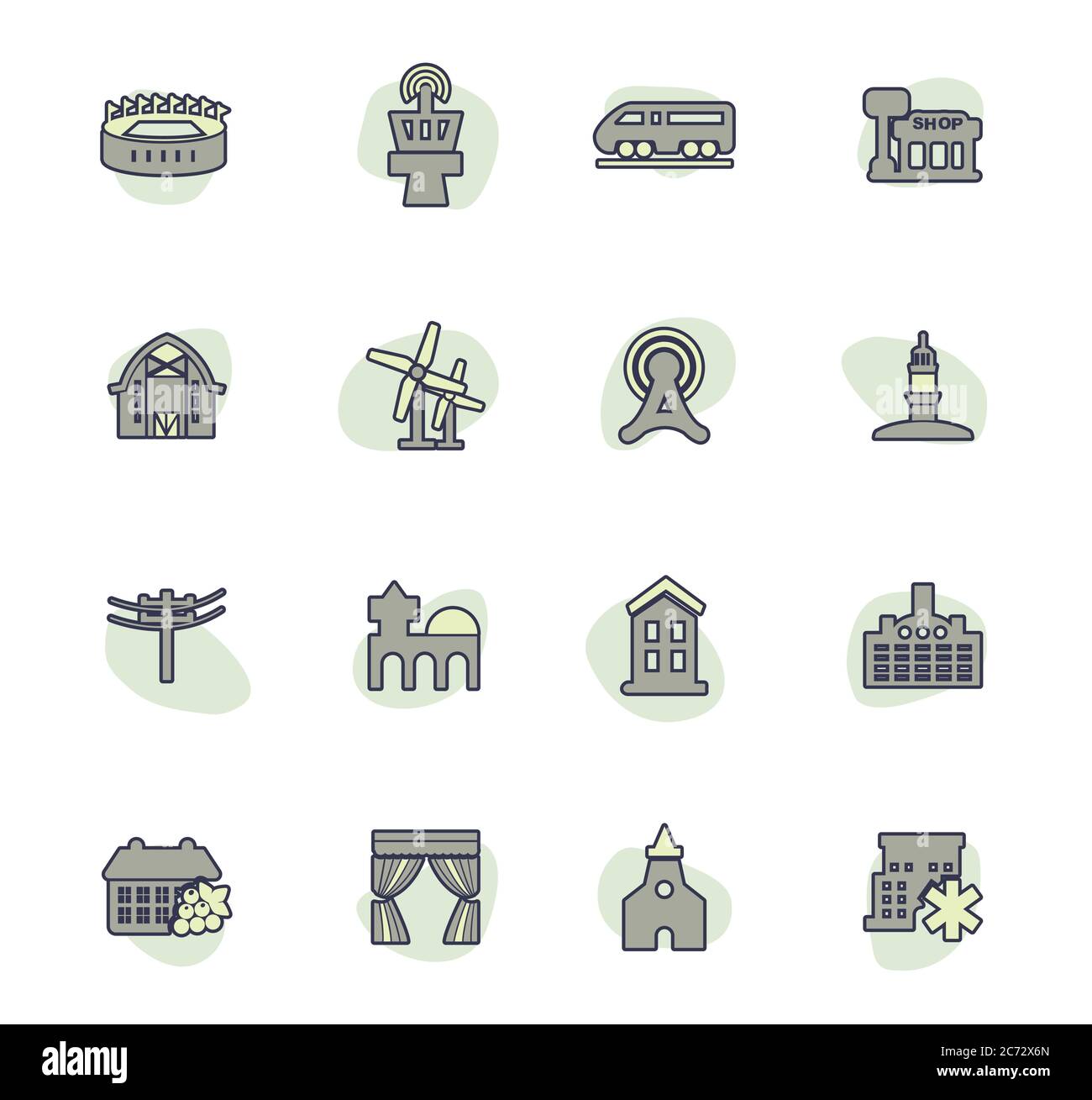 Die Infrastruktur der Stadt Symbole gesetzt Stock Vektor