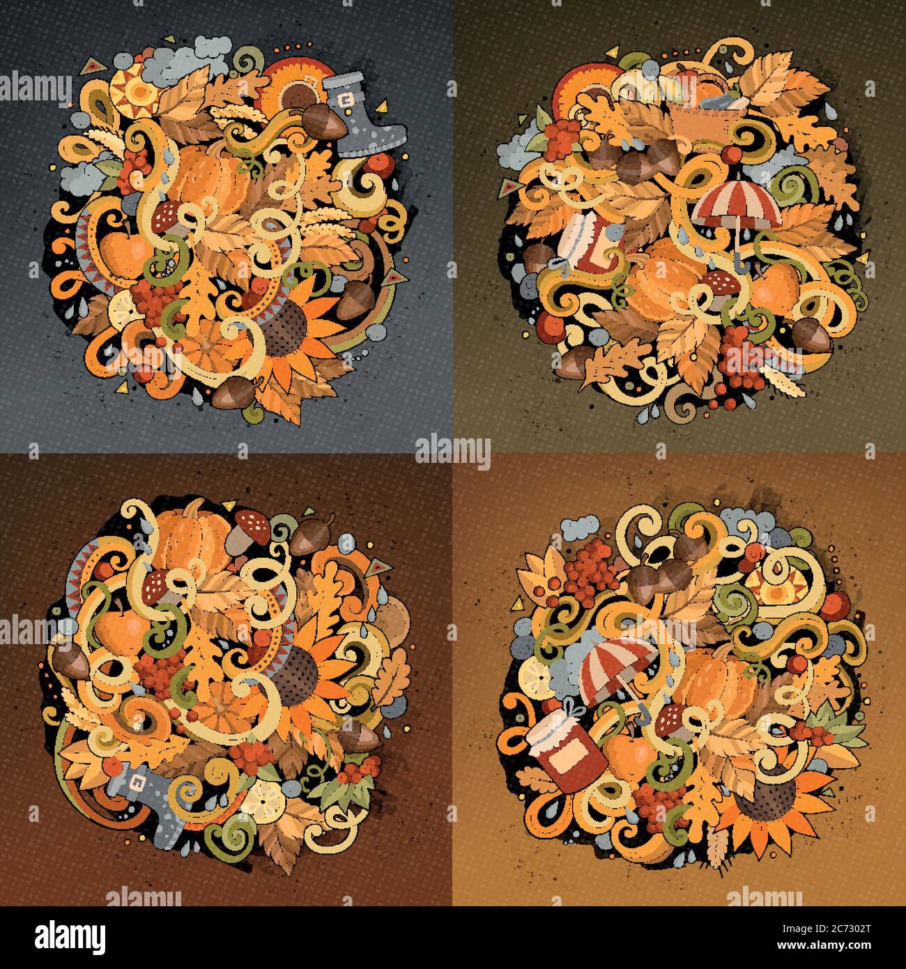 Herbst Cartoon Vektor Hand gezeichnete Doodle Illustration Stock Vektor