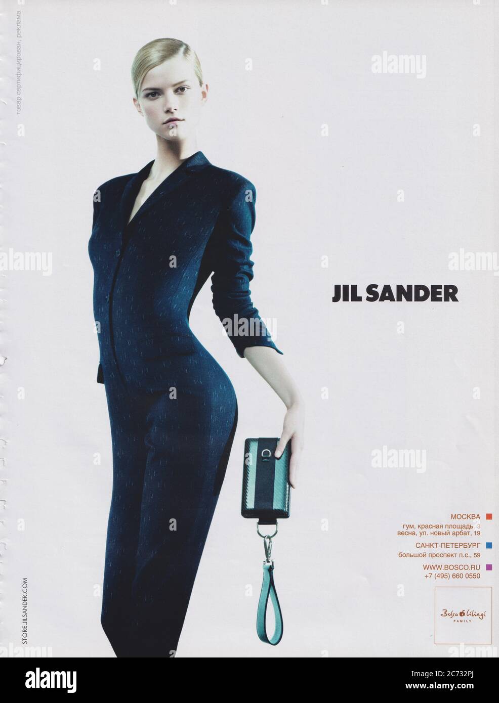 Posterwerbung Jil Sander mit Kasia Struss in Papiermagazin von 2010 Jahren, Werbung, kreative Jil Sander Anzeige von 2010er Jahren Stockfoto