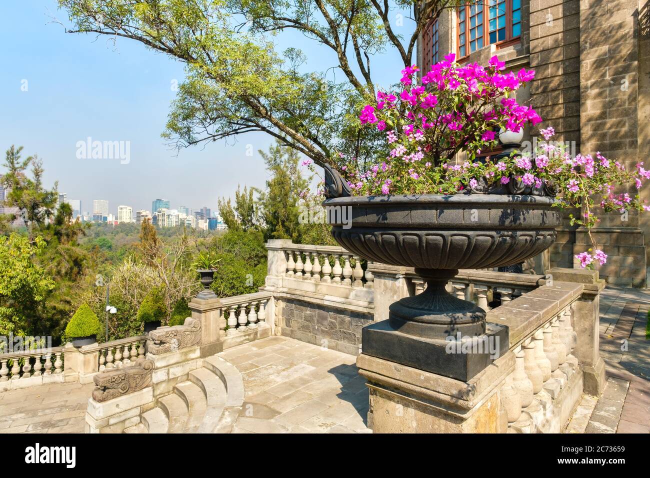 Wunderschöne Gärten im Schloss Chapultepec in Mexiko-Stadt Stockfoto