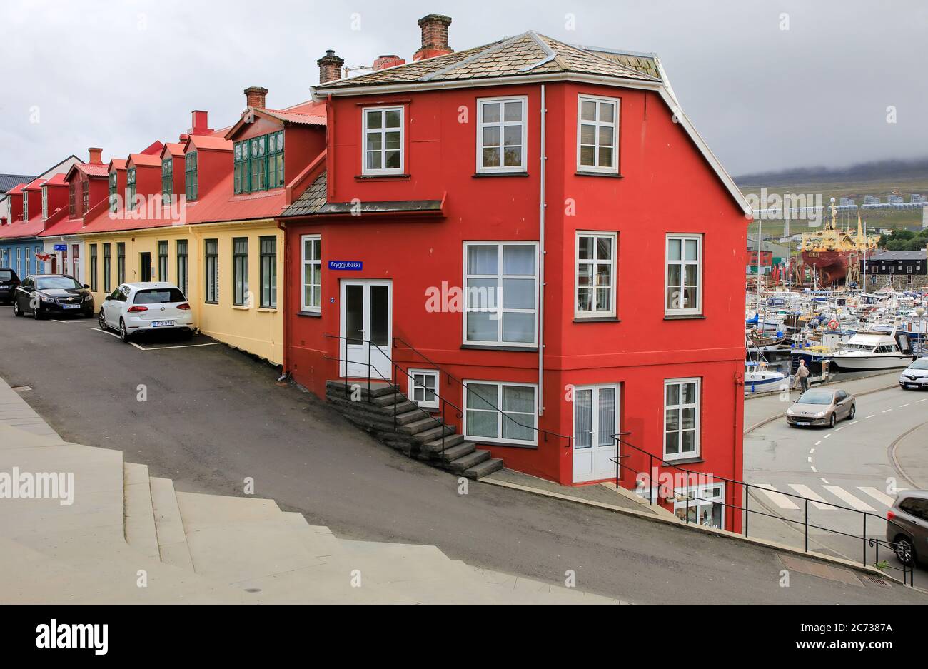 Bunte Häuser in Torshavn Hafengebiet.Torshavn. Streymoy. Färöer-Inseln.Territorium von Dänemark Stockfoto