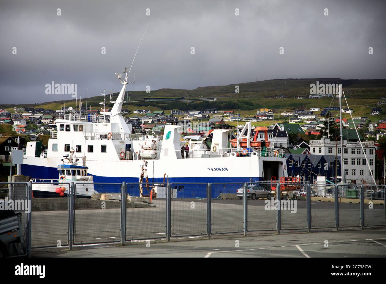 Fähre Nernan verbindet Torshavn und Nólsoy in der Fähre Dock von Torshavn Hafen.Torshavn.Streymoy.Färöer-Inseln.Territorium von Dänemark Stockfoto