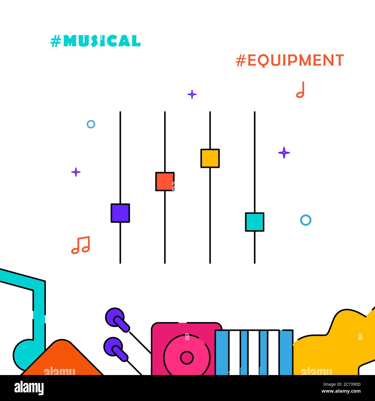 Toningenieur, Mischpult, Equalizer gefüllte Linie Vektor-Symbol, einfache Illustration, Verwandte unteren Rand. Stock Vektor