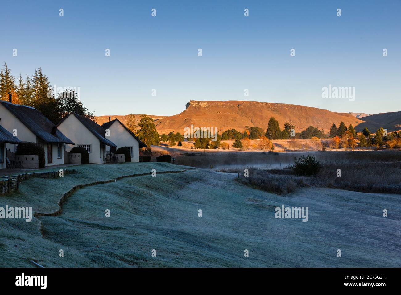 Drakensberg, 'Glengarry Holiday Farm' Hotel, Lodge, Gästehaus Kamberg, KwaZulu-Natal, Südafrika, Afrika Stockfoto