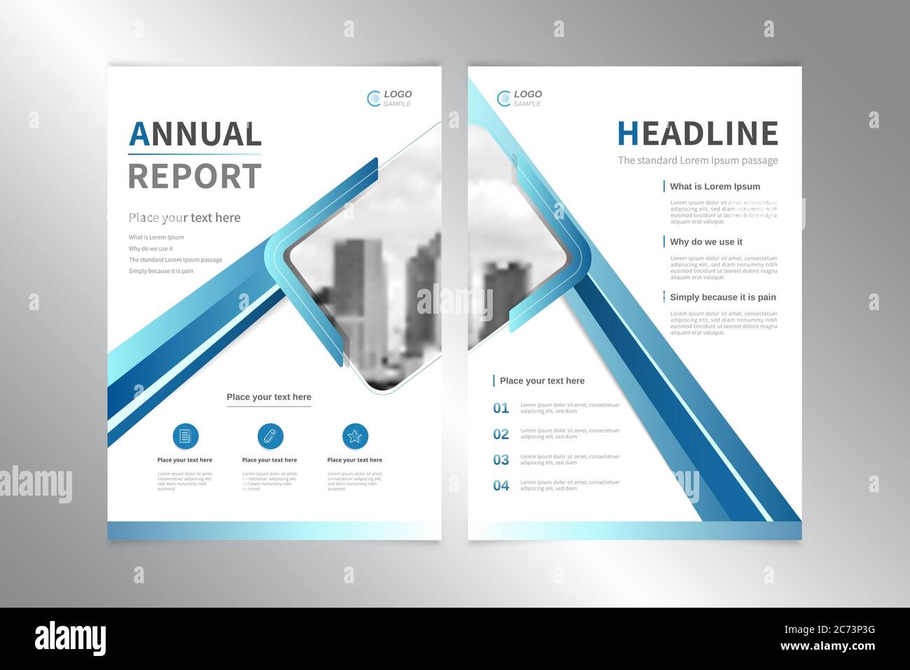 Geschäftsjahresbericht Cover Design Vektor Vorlage in weiß blau Thema Stock Vektor