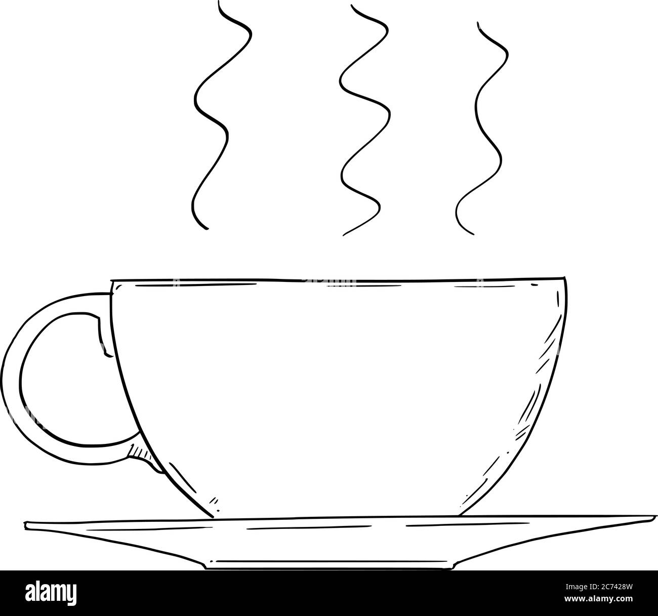 Vektor Cartoon Zeichnung konzeptionelle Illustration von großer Tasse Kaffee oder Tee Stock Vektor