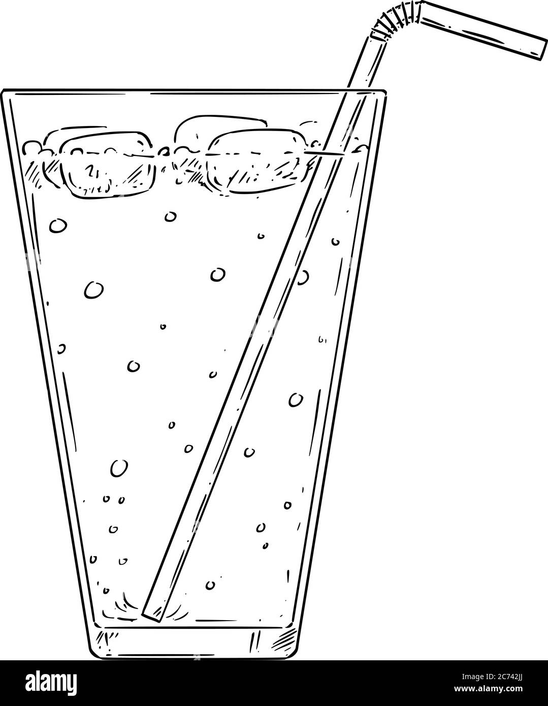 Vektor-Cartoon Zeichnung Illustration von kalten Limonade, Cocktail oder trinken mit Stroh und Eis. Stock Vektor