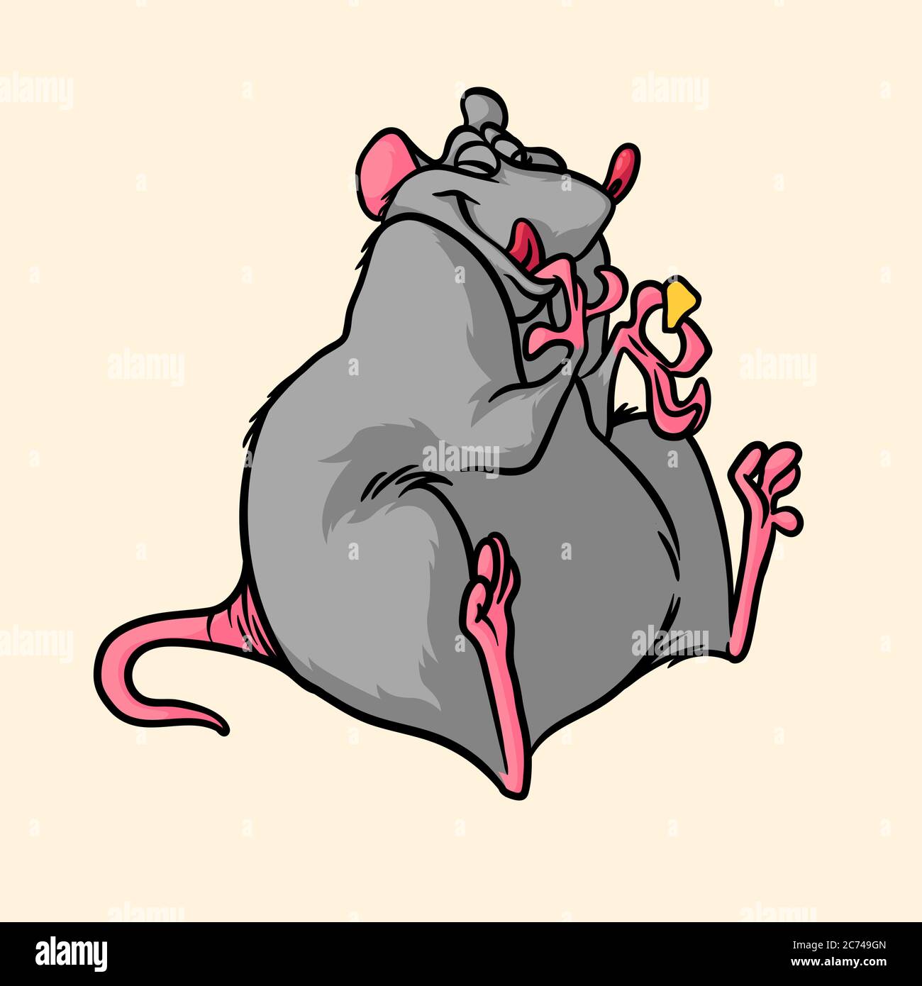 Große fette Ratte das Symbol des Jahres 2020, Cartoon-Vektor Stock Vektor