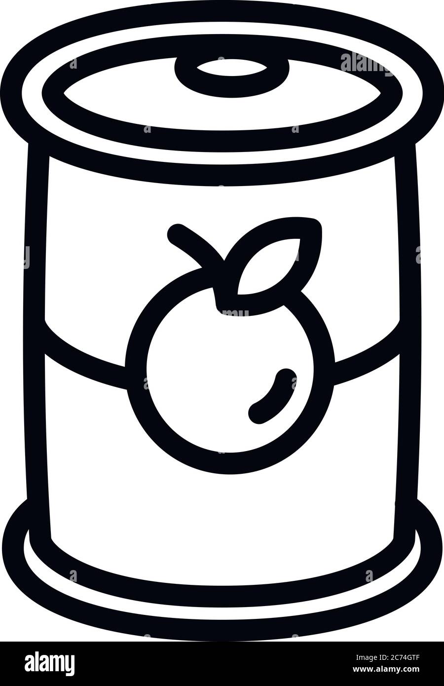 Symbol für die Fruchtdose. Outline Fruit Tin CAN-Vektorsymbol für Web-Design isoliert auf weißem Hintergrund Stock Vektor