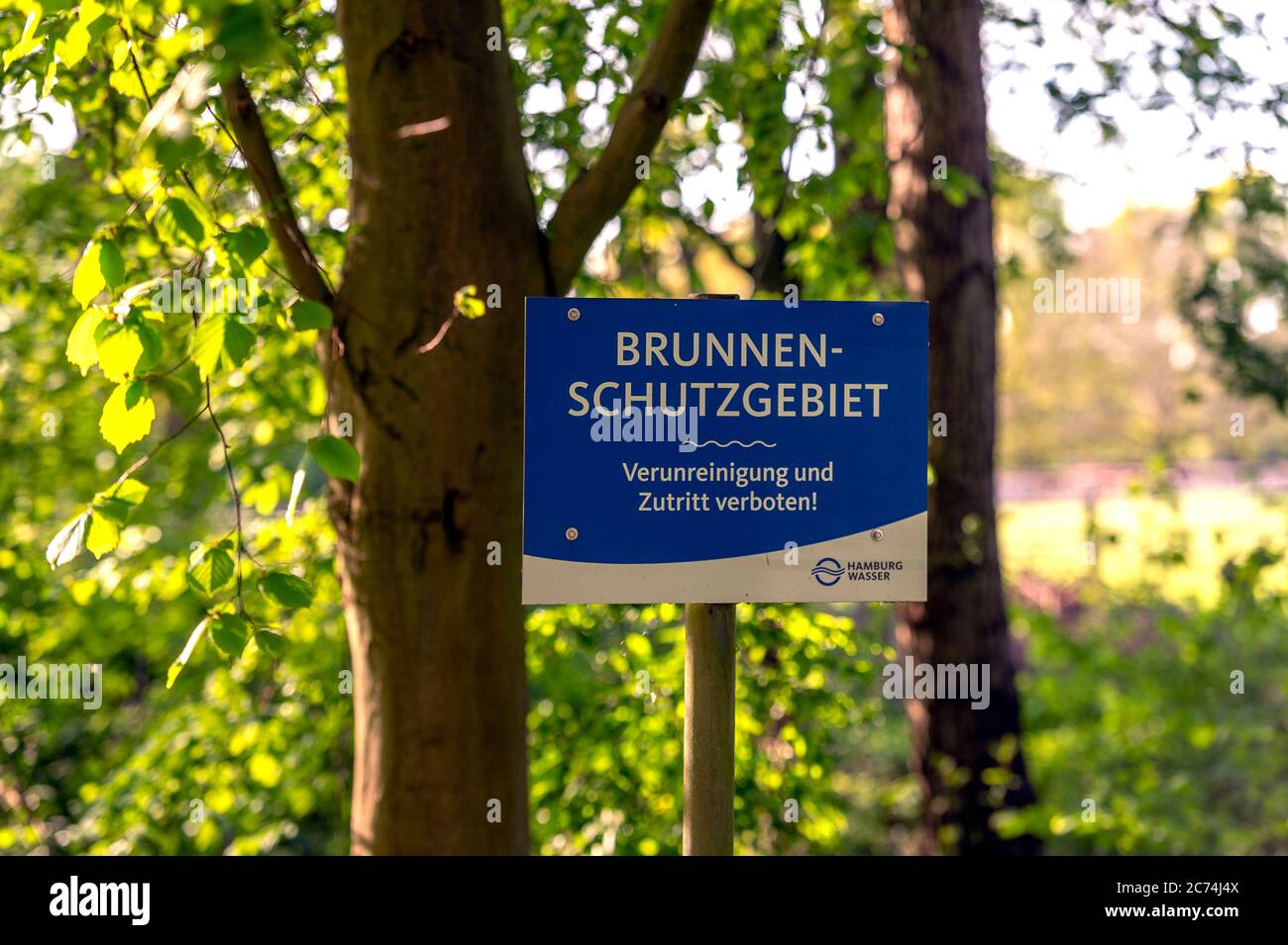 Wasserschutzgebiet auf dem Landgut Hummelsbüttel im Frühjahr, Deutschland, Hamburg, Hummelsbüttel Stockfoto