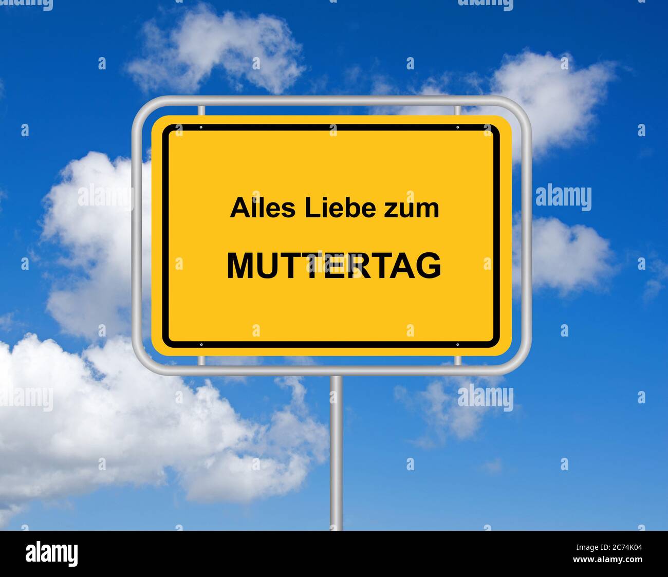 Stadtgrenze Schild Schriftzug alles Liebe zum Muttertag, beste Wünsche für Muttertag, Deutschland Stockfoto