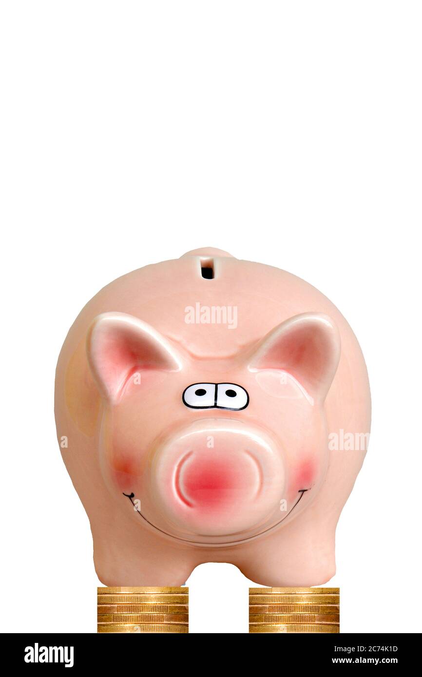 sparschwein auf Euro-Münzen, Bundesrepublik Deutschland Stockfoto