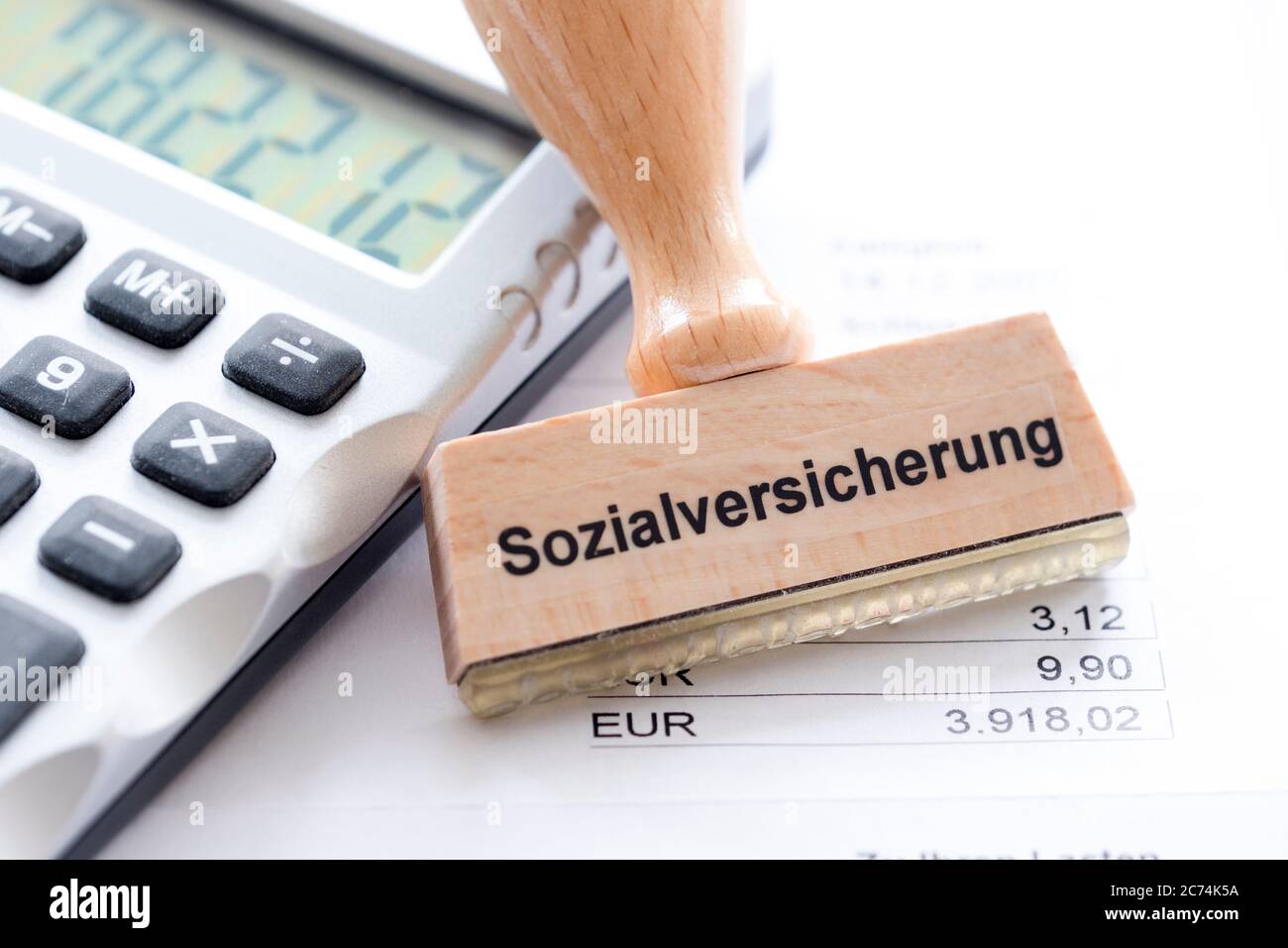 Briefmarke mit dem Schriftzug Sozialversicherung, Deutschland Stockfoto