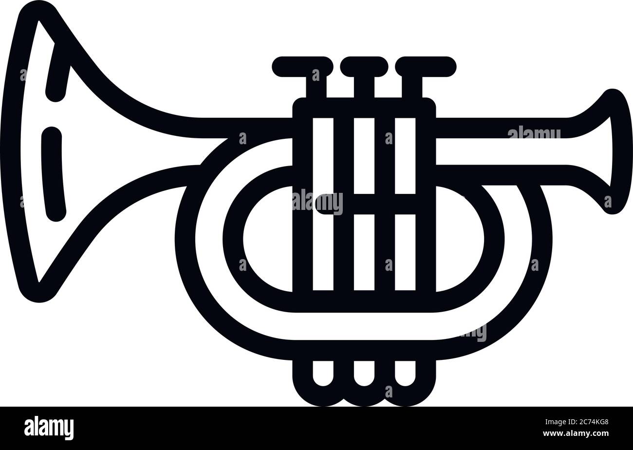 Symbol für Musiktrompete. Outline Music Trompete Vector Icon für Web-Design isoliert auf weißem Hintergrund Stock Vektor