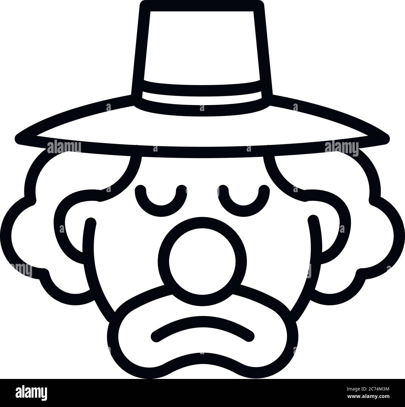 Traurige ClownIkone. Outline traurig Clown VektorSymbol für Web